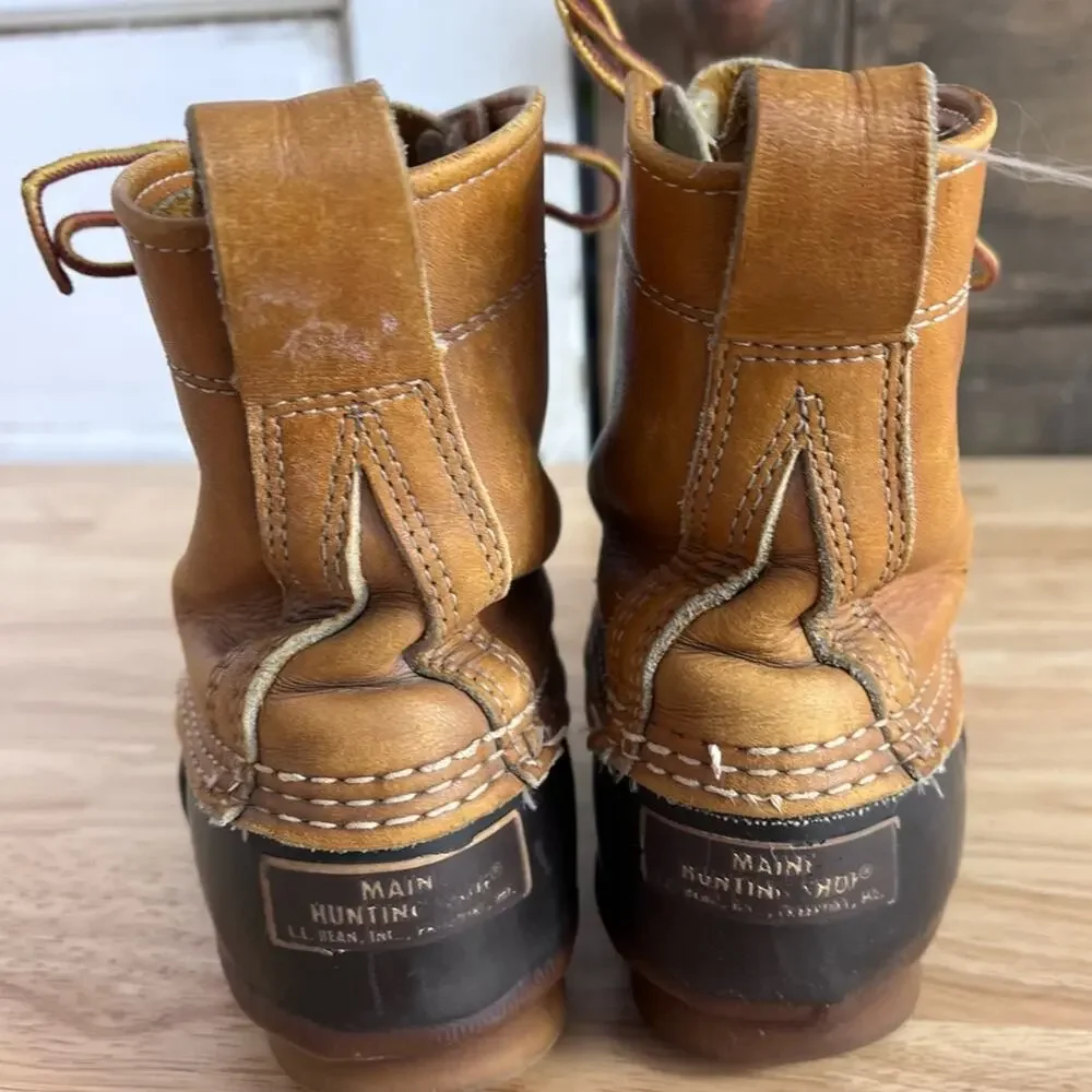 LL Bean Boots Womens 6 Brown Leather Thinsulate Maine Hunting Shoe Duck Vintage
